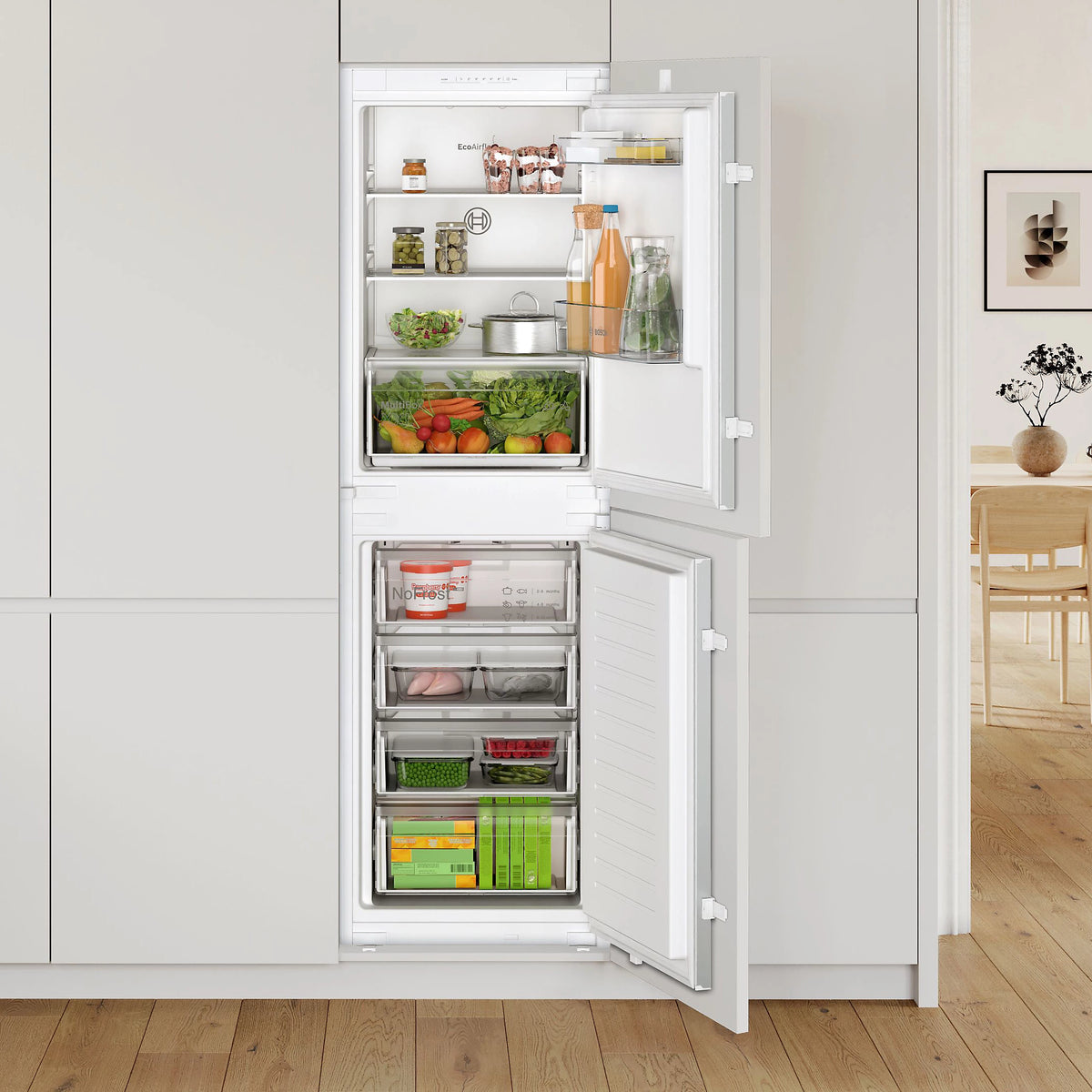 Bosch KIN85NSE0G 50:50 Traditional Built-in Frost free Fridge freezer - White