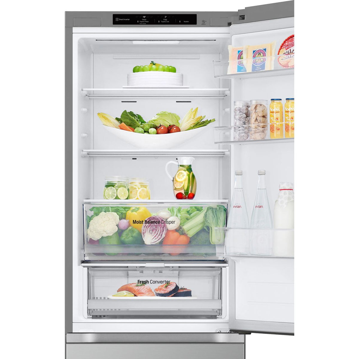 LG NatureFRESH™ GBV3100DPY 60-40 Frost Free Fridge Freezer - Prime Silver - D Rated