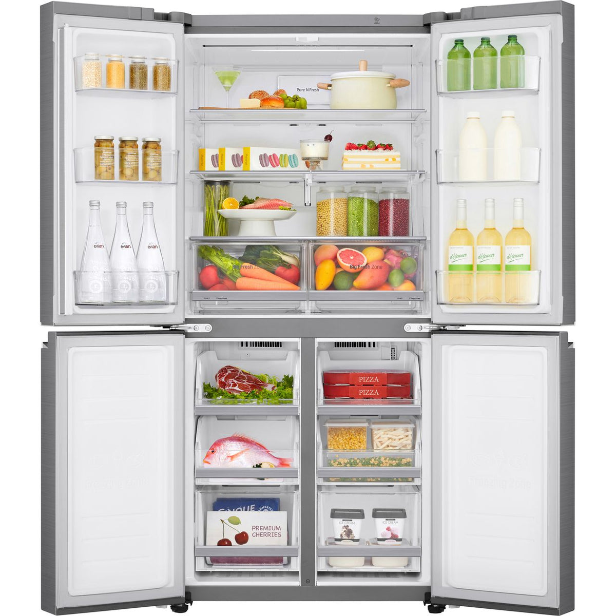 LG NatureFRESH™ GMB844PZ4E Wifi Connected Frost Free American Fridge Freezer - Shiny Steel - E Rated