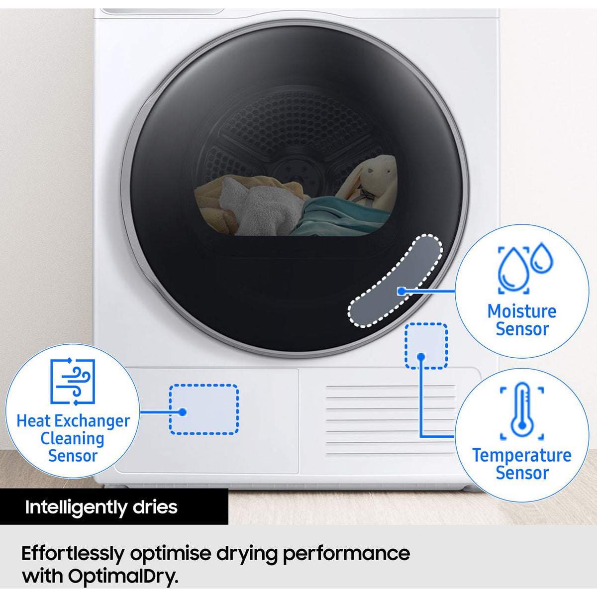 Samsung Series 5 OptimalDry™ DV80CGC0B0AE Wifi Connected 8Kg Heat Pump Tumble Dryer - White - A++ Rated