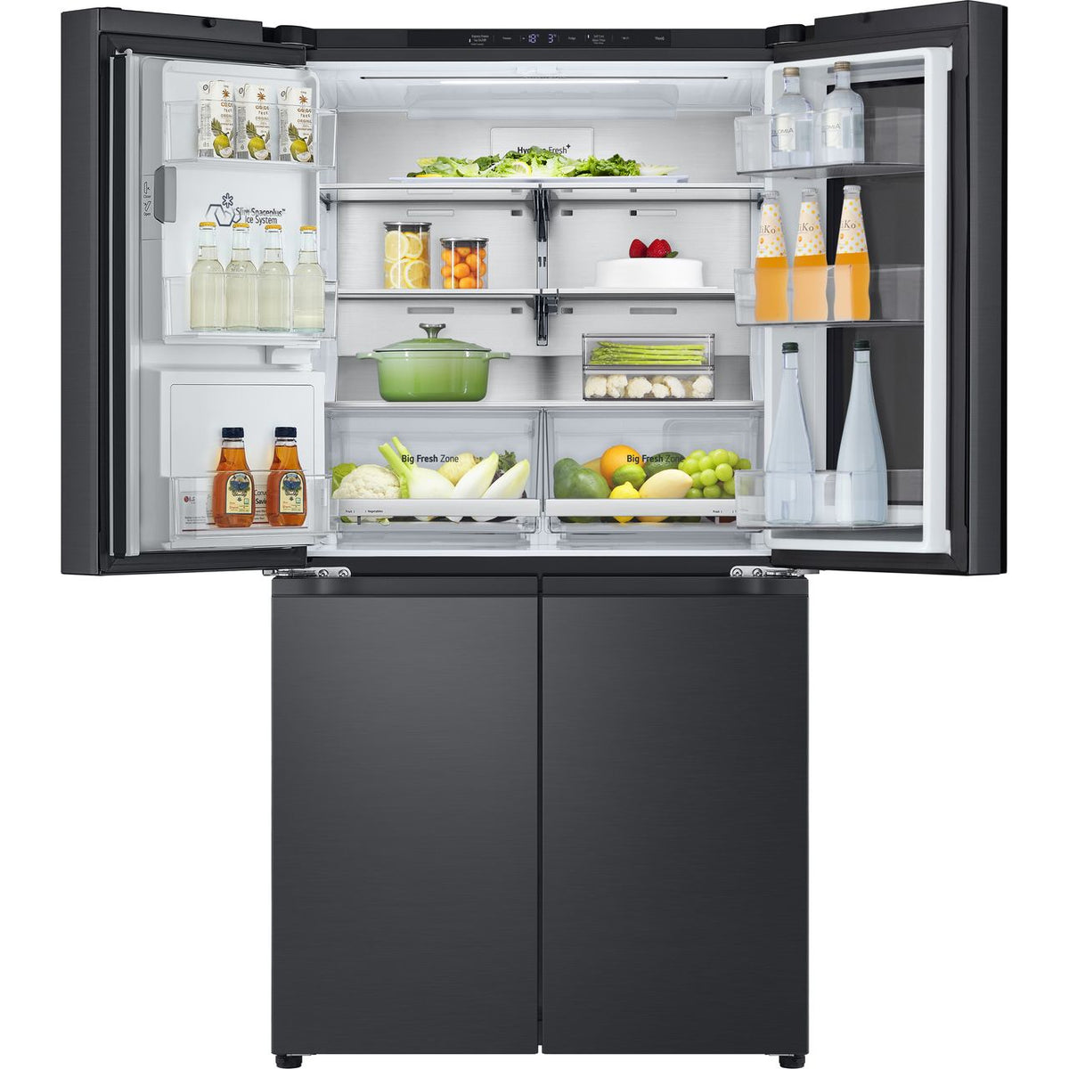 LG InstaView™ GMG960EVJE Wifi Connected Plumbed Frost Free American Fridge Freezer - Matte Black - E Rated