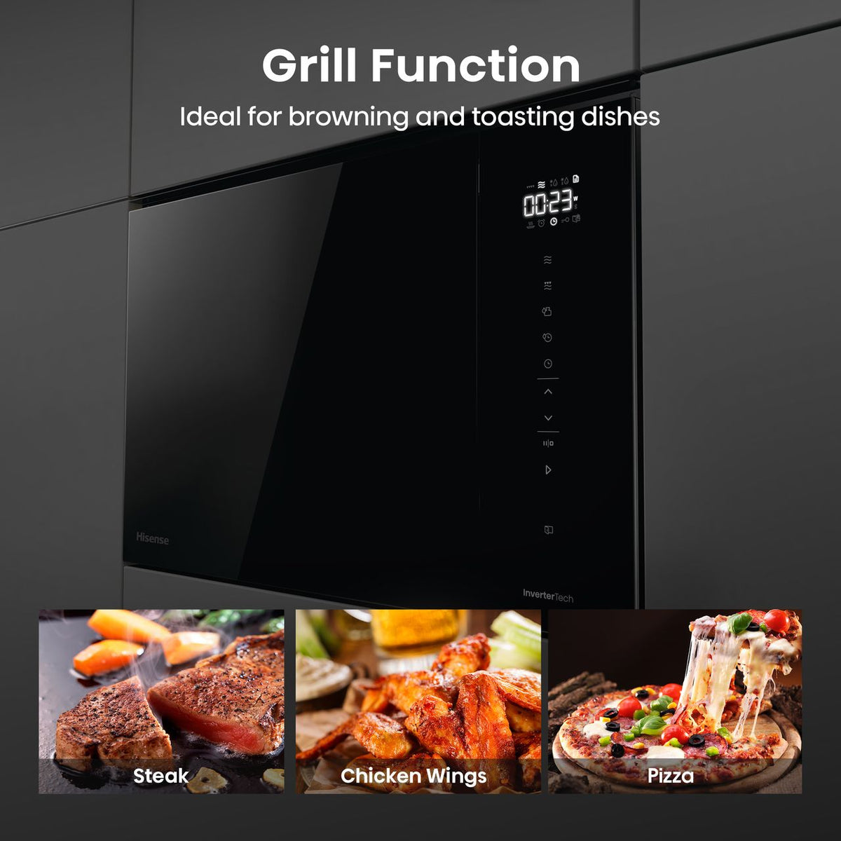 Hisense Hi6 BlackLine BIM325GI63DBGUK Built In Microwave With Grill - Jet Black