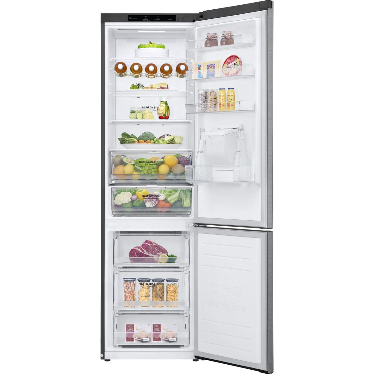 LG NatureFRESH™ GBF62PZGGN 70-30 Frost Free Fridge Freezer - Silver Steel - D Rated