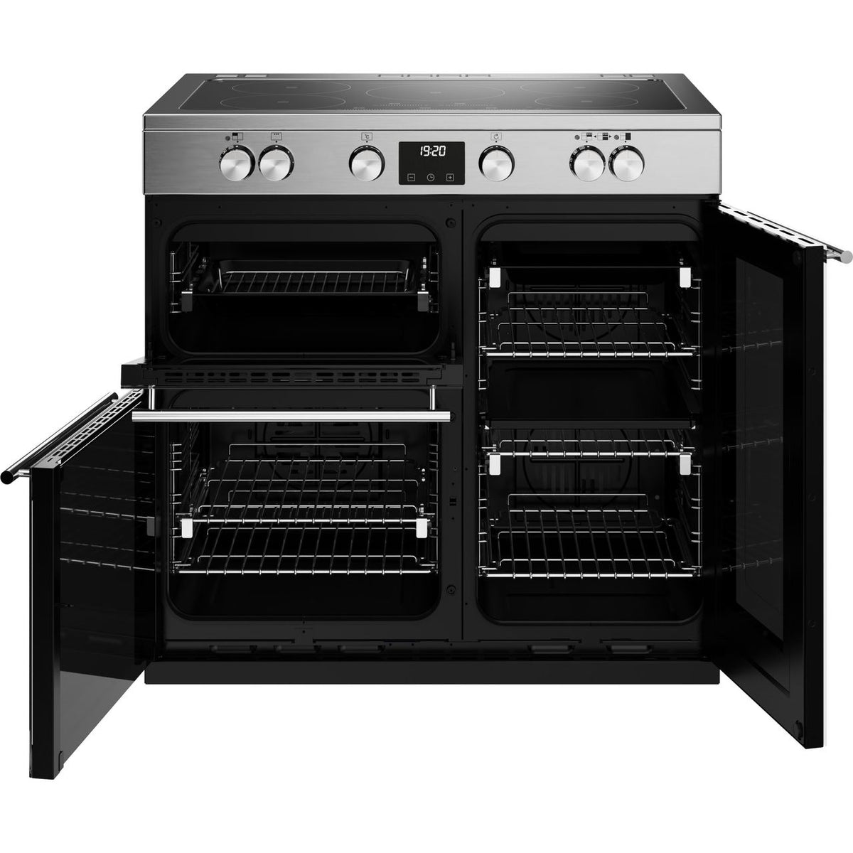 Stoves Precision Deluxe ST DX PREC D900Ei TCH SS 90cm Electric Range Cooker with Induction Hob - Black - Stainless Steel - A Rated