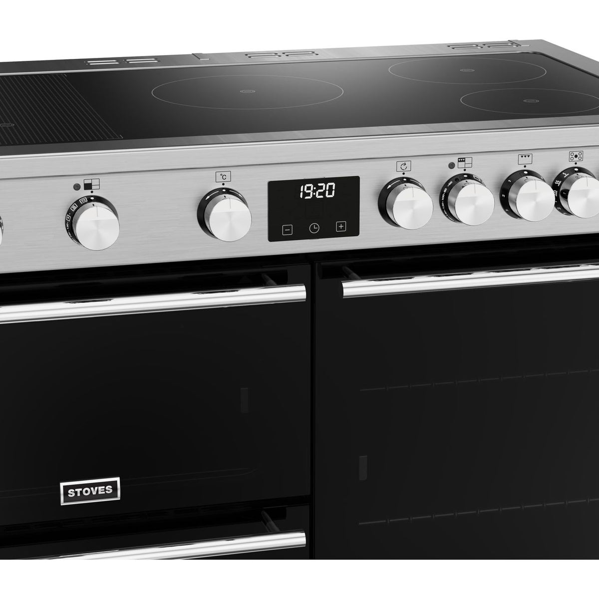 Stoves Precision Deluxe ST DX PREC D1000Ei RTY SS 100cm Electric Range Cooker with Induction Hob - Black - Stainless Steel - A Rated