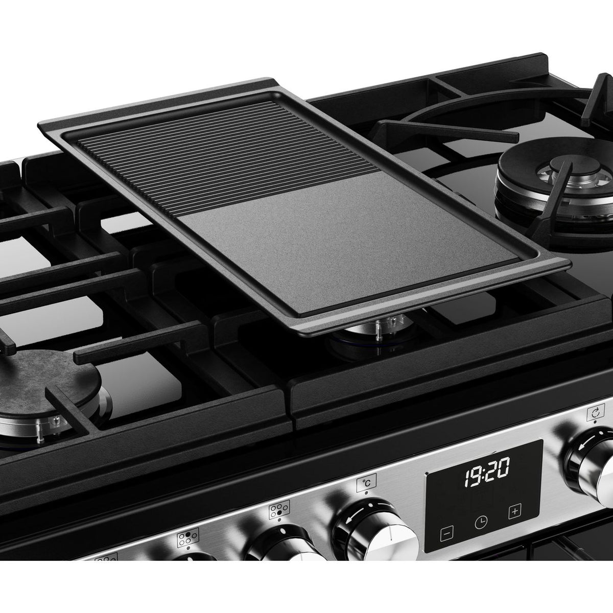 Stoves Precision Deluxe ST DX PREC D900DF GTG SS Dual Fuel Range Cooker - Stainless Steel - Black - A-A-A Rated