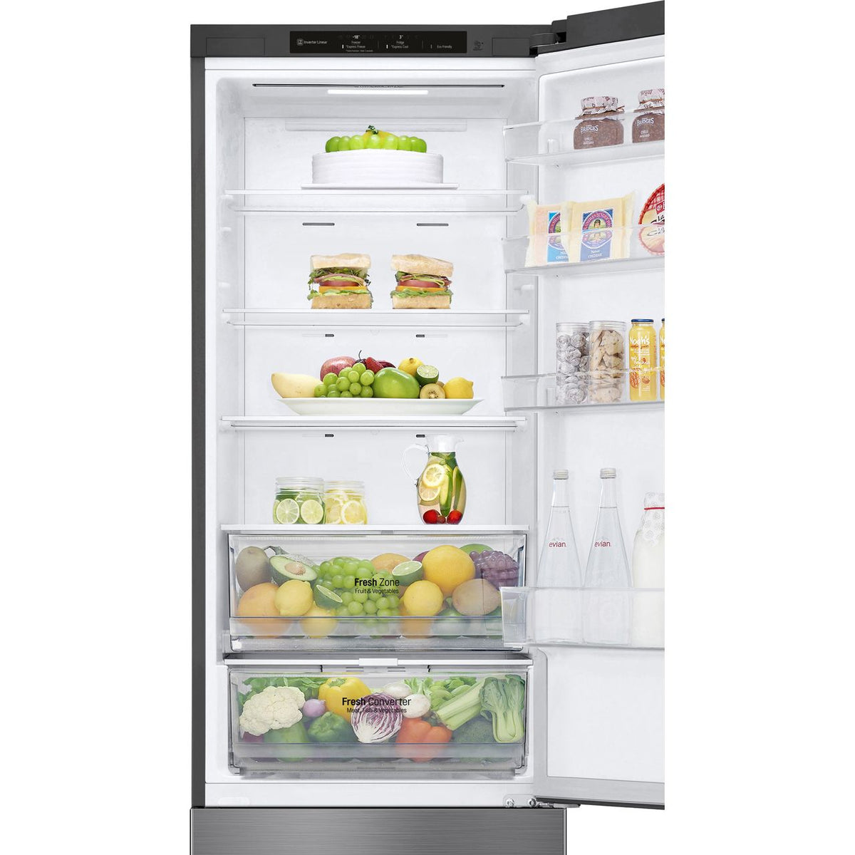 LG NatureFRESH™ GBP62PZNBC 70-30 Frost Free Fridge Freezer - Silver - B Rated