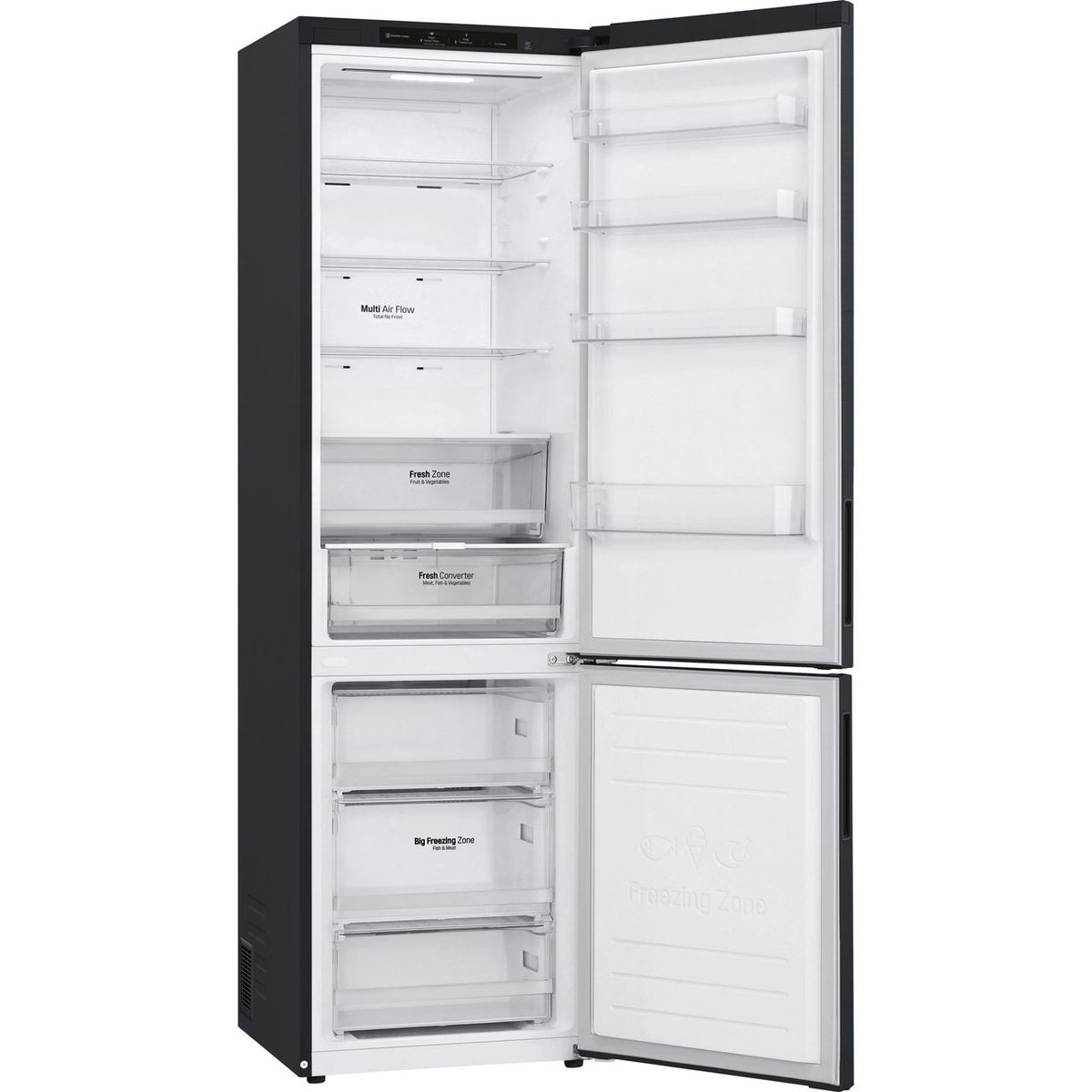 LG NatureFRESH™ GBP62MCNAC 70-30 Frost Free Fridge Freezer - Black - A Rated