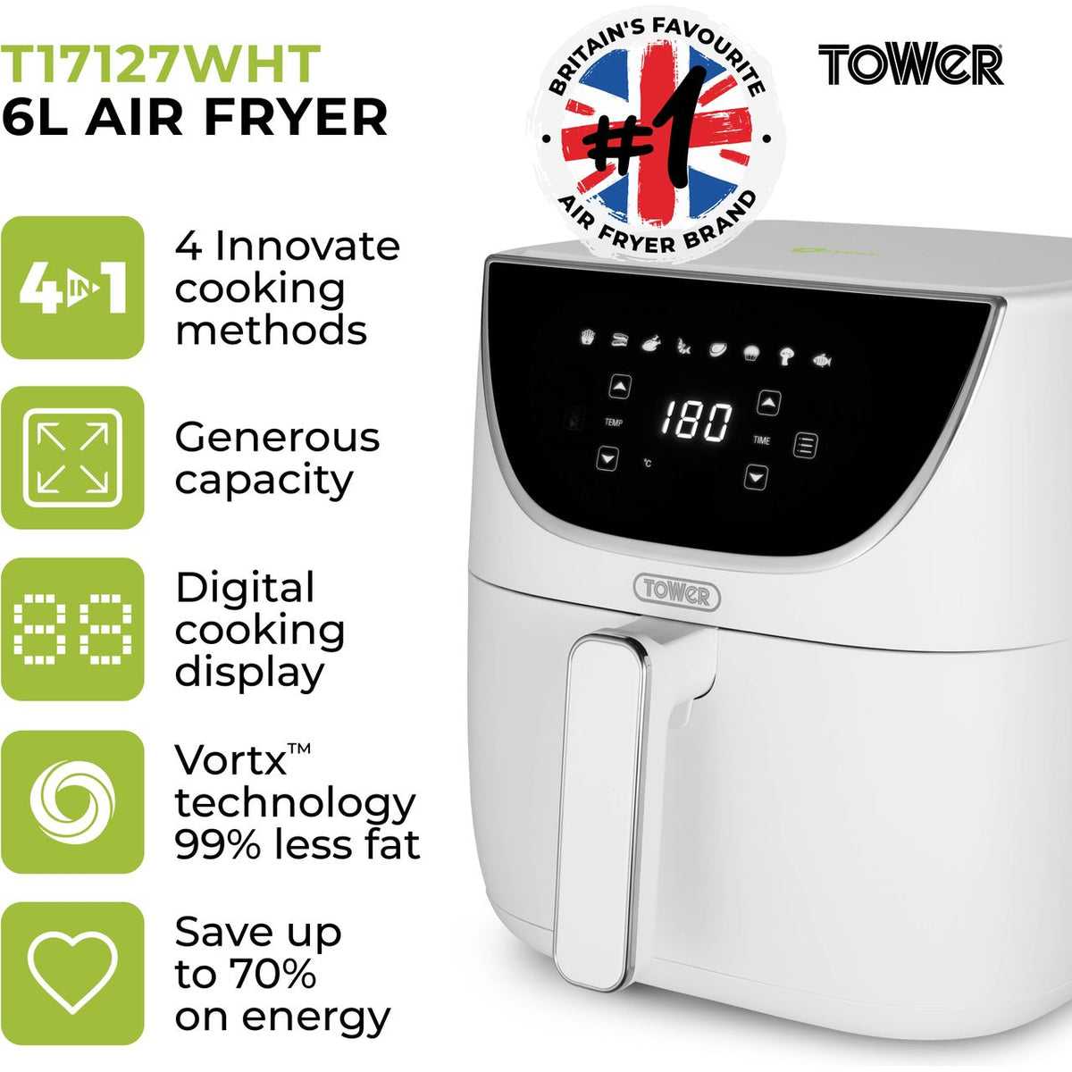 Tower Vortx T17127WHT Air Fryer - White