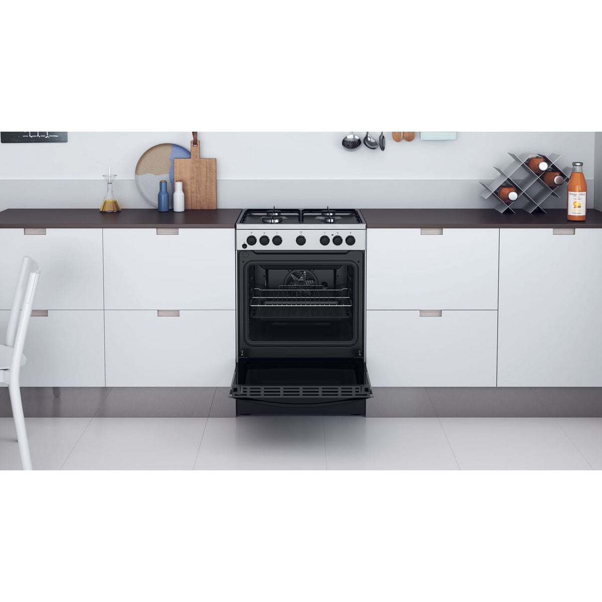 Indesit IS67G5PHX-UK Dual Fuel Cooker - Inox - A Rated