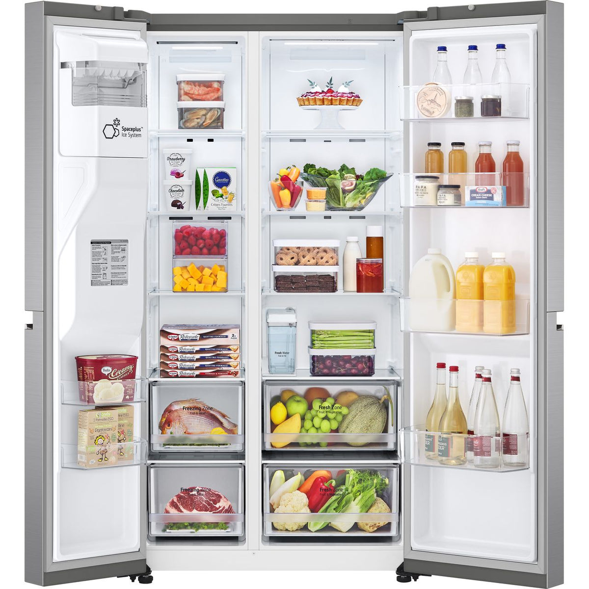 LG NatureFRESH™ GSLV71PZTD Wifi Connected Non-Plumbed Frost Free American Fridge Freezer - Shiny Steel - D Rated