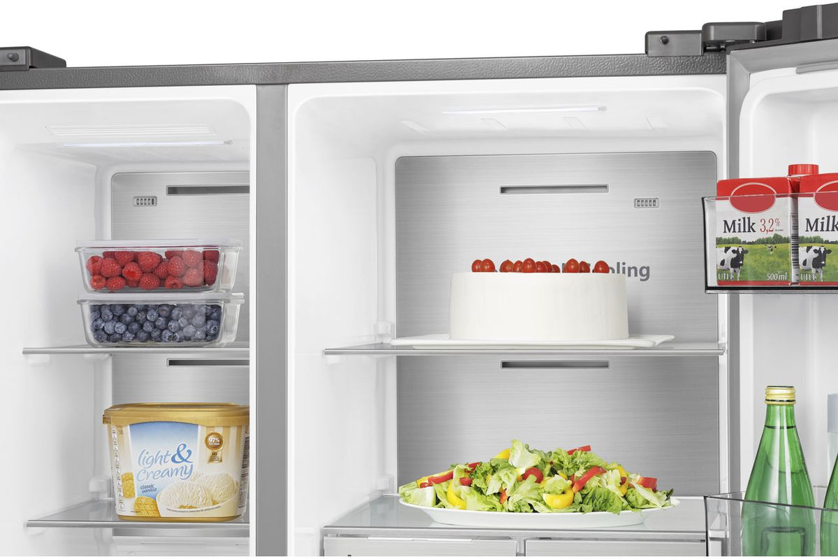 Hisense Pureflat Infinite RS818N4TIC Wifi Connected Non-Plumbed Total No Frost American Fridge Freezer - Stainless Steel - C Rated