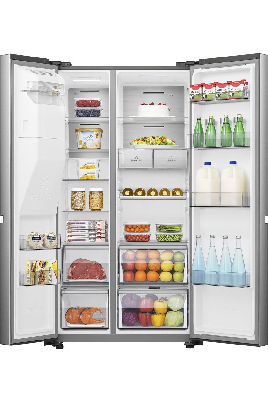 Hisense Pureflat Infinite RS818N4TIC Wifi Connected Non-Plumbed Total No Frost American Fridge Freezer - Stainless Steel - C Rated