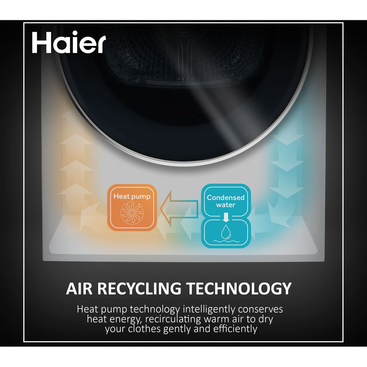 Haier i-Pro Series 3 HD90-A2939 9Kg Heat Pump Tumble Dryer - White - A++ Rated