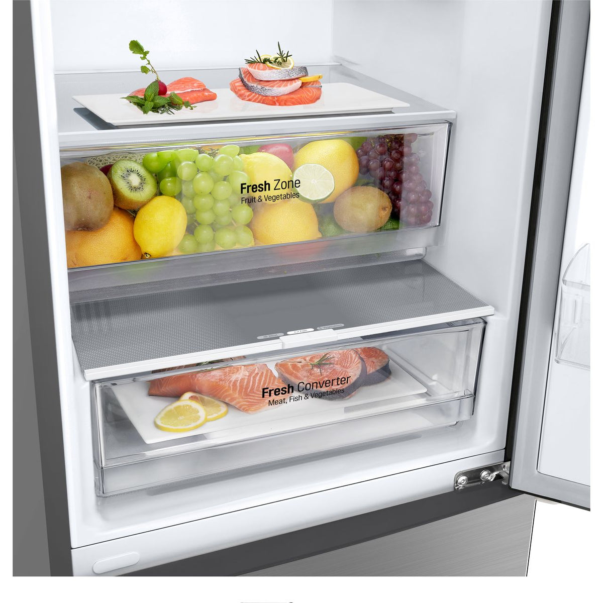 LG NatureFRESH™ GBP62PZNBC 70-30 Frost Free Fridge Freezer - Silver - B Rated