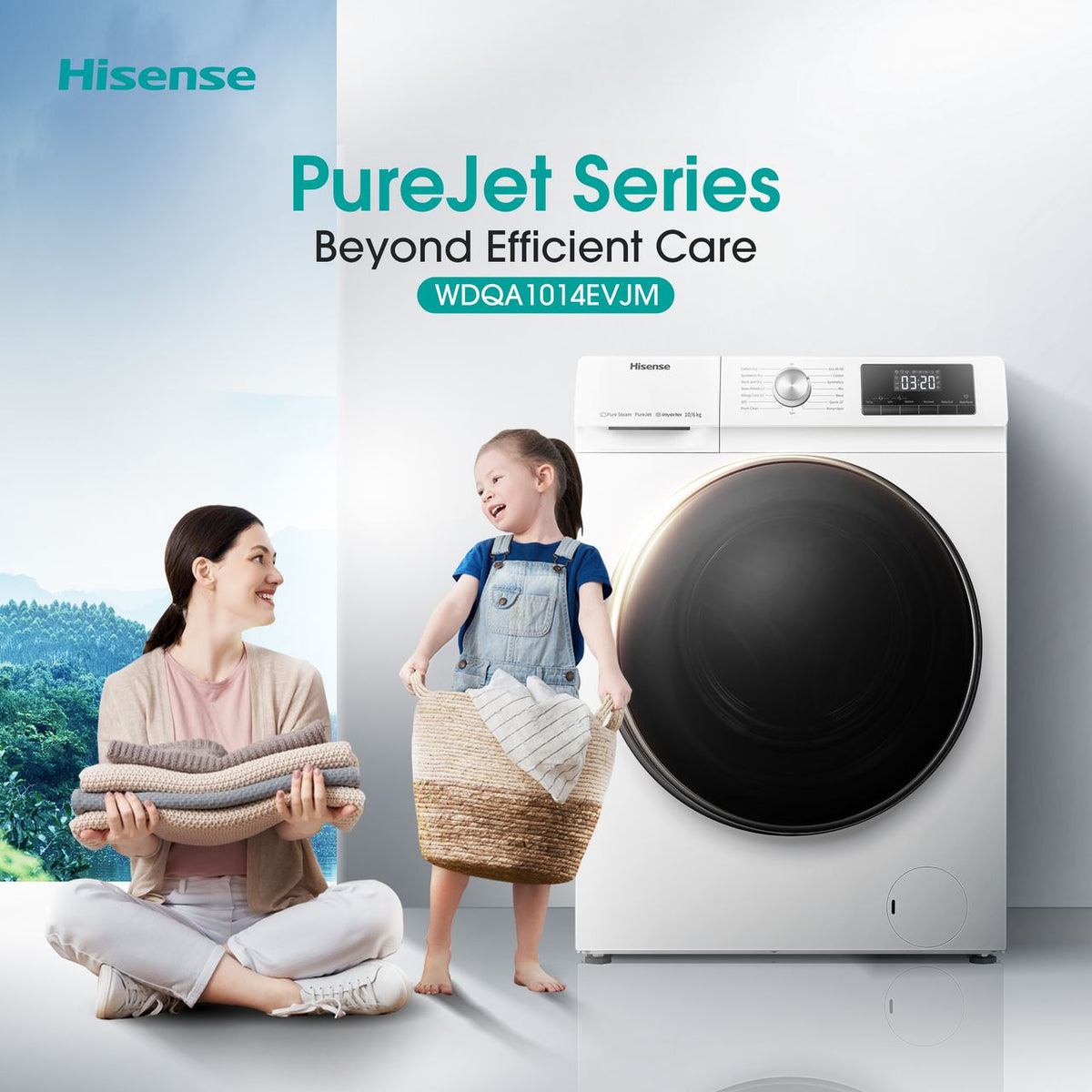 Hisense 3 Series WDQA1014EVJM 10Kg - 6Kg Washer Dryer with 1400 rpm - White - D Rated