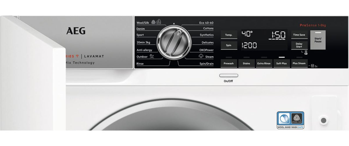 AEG ÖkoMix Technology LF8E8436BI Integrated 8kg Washing Machine with 1400 rpm - White - A Rated