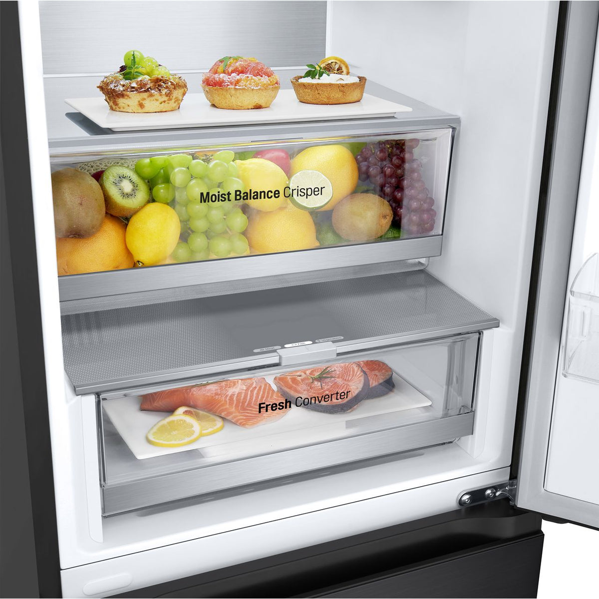 LG NatureFRESH™ GBV5240CEP 70-30 Frost Free Fridge Freezer - Black - C Rated