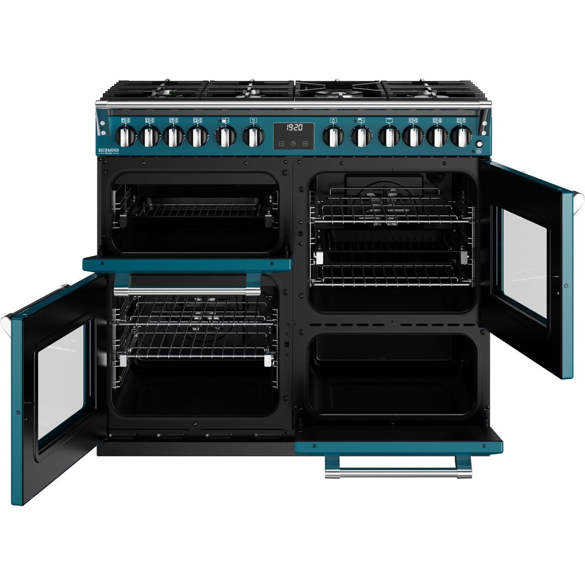 Stoves Richmond Deluxe ST DX RICH D1000DF KTE Dual Fuel Range Cooker - Kingfisher Teal - A Rated