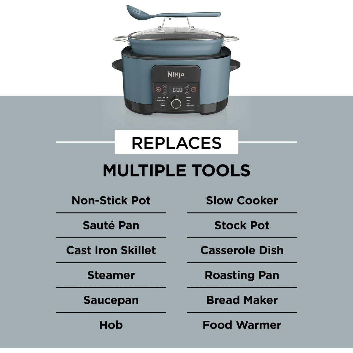 Ninja Foodi 8-in-1 PossibleCooker MC1001UK 8 Litre Multi Cooker - Sea Salt Grey