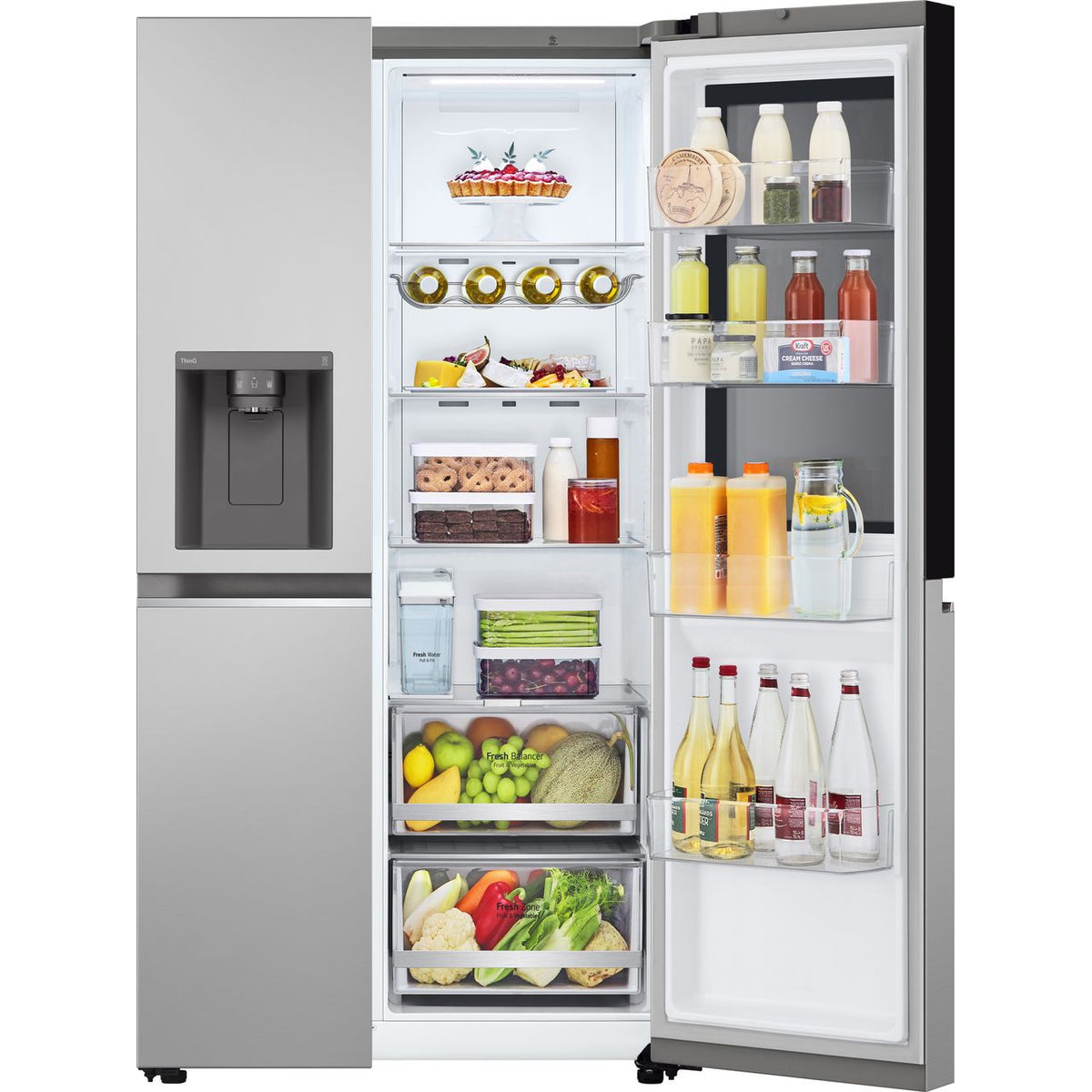 LG InstaView™ GSGV81PYLL Wifi Connected Non-Plumbed Frost Free American Fridge Freezer - Prime Silver - E Rated