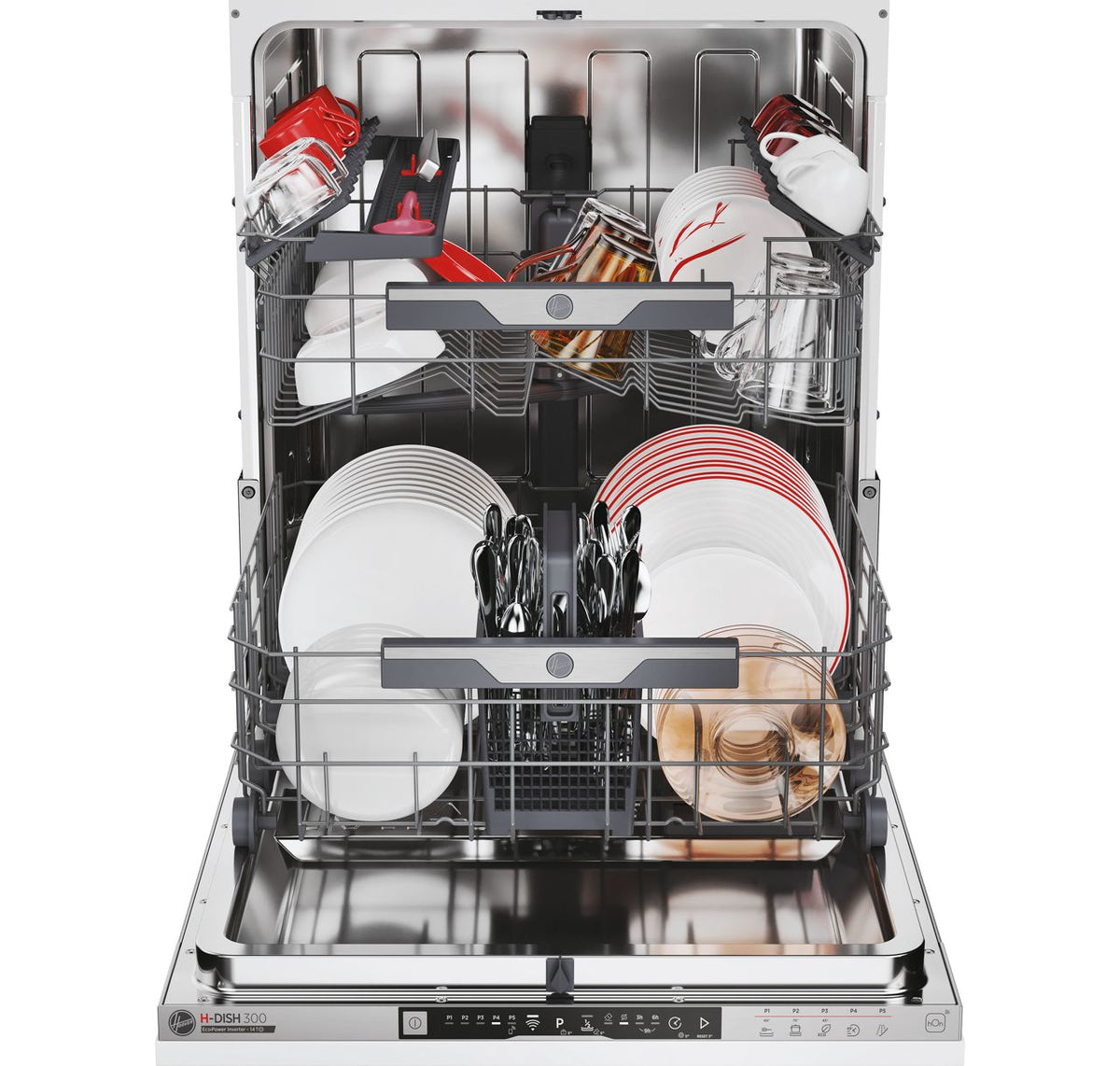 Hoover H-DISH 300 HI4E7L0S-80 Fully Integrated Standard Dishwasher - Silver Control Panel - E Rated