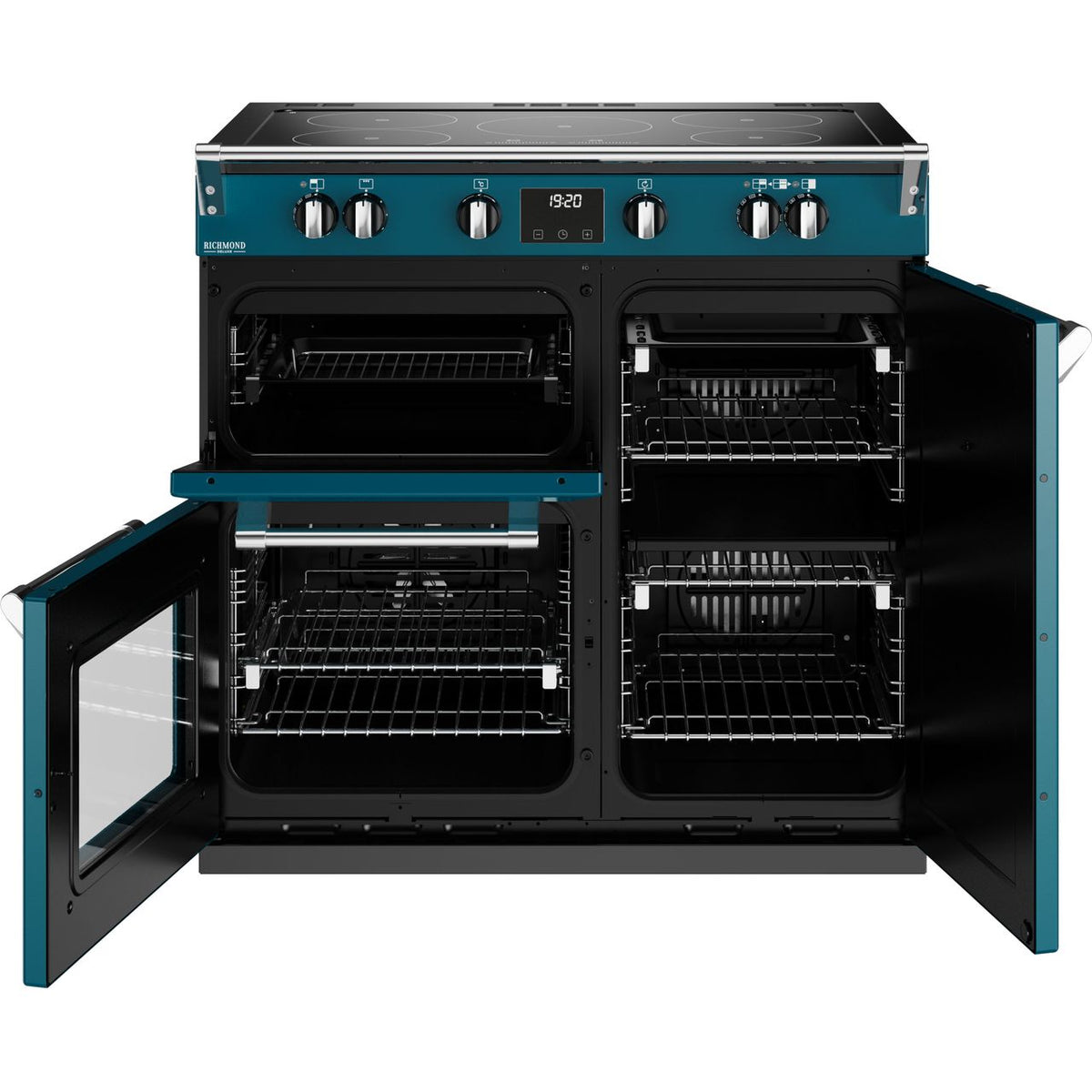 Stoves Richmond Deluxe ST DX RICH D900Ei TCH KTE Electric Range Cooker with Induction Hob - Kingfisher Teal - A Rated