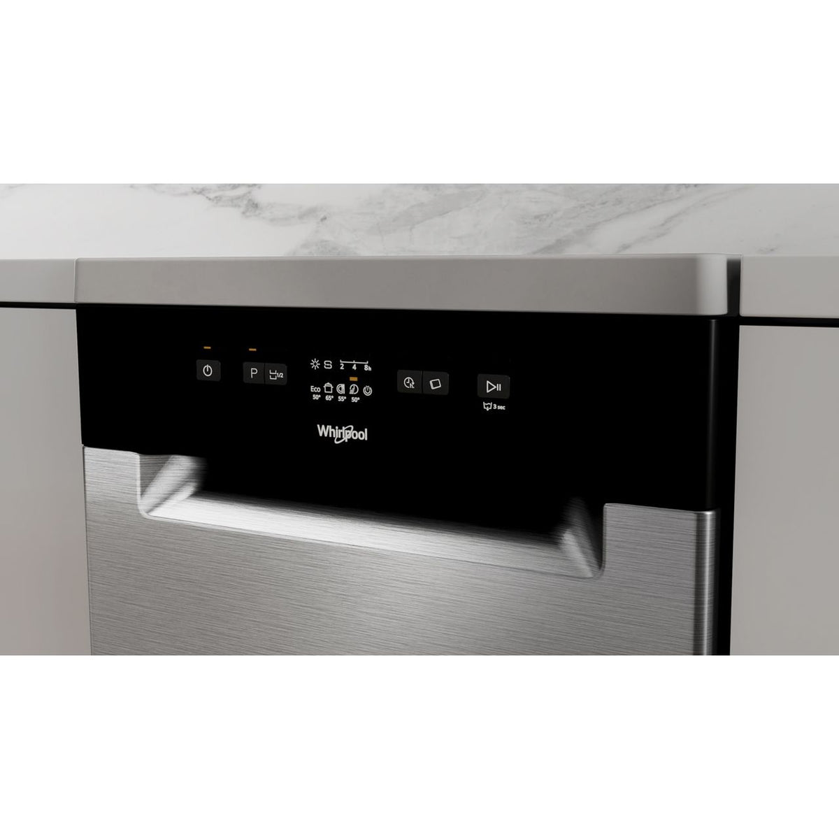 Whirlpool WF9E2B19XUK Slimline Dishwasher - Stainless Steel - Black - F Rated