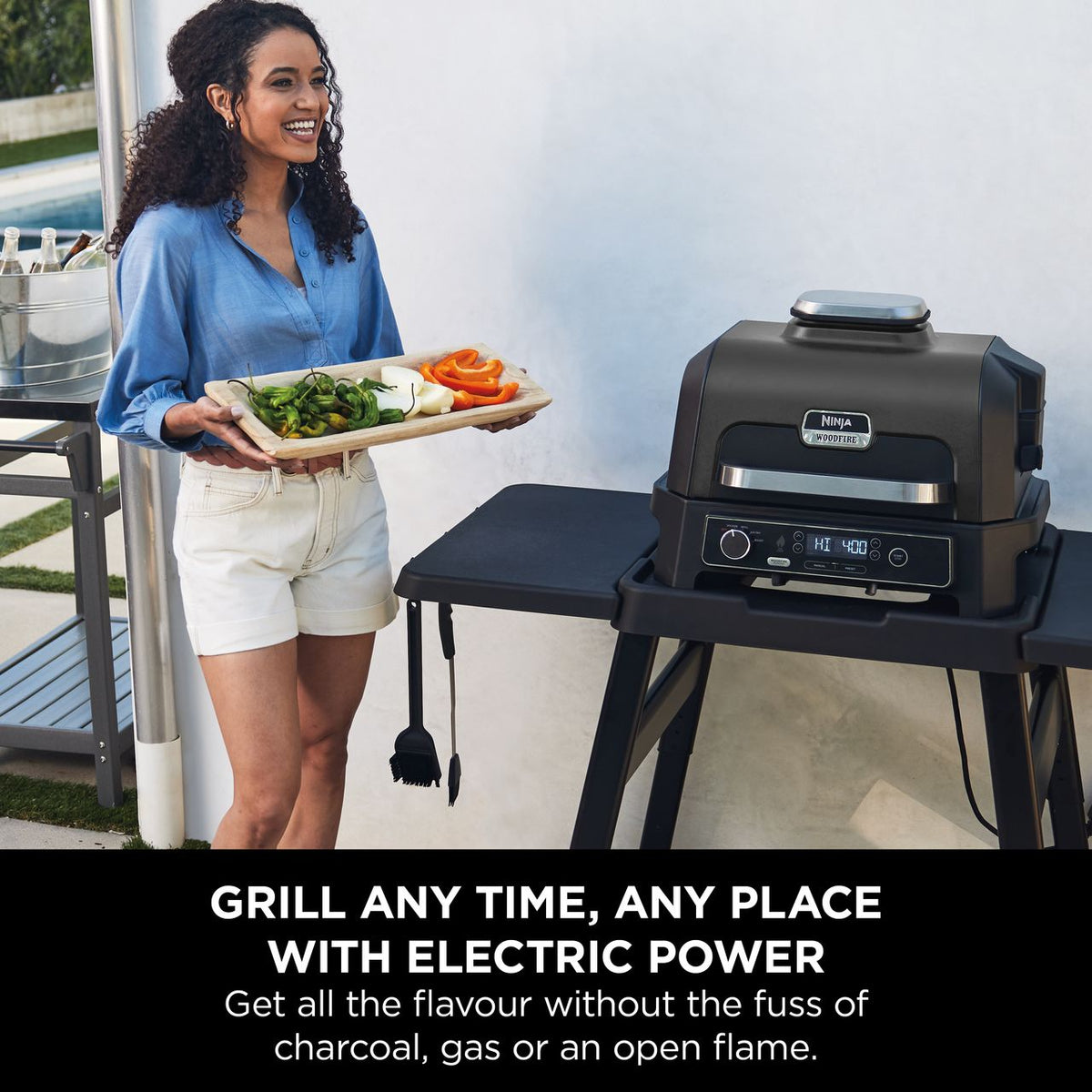 Ninja Woodfire Pro XL Electric BBQ Grill & Smoker OG850UK Health Grill - Black