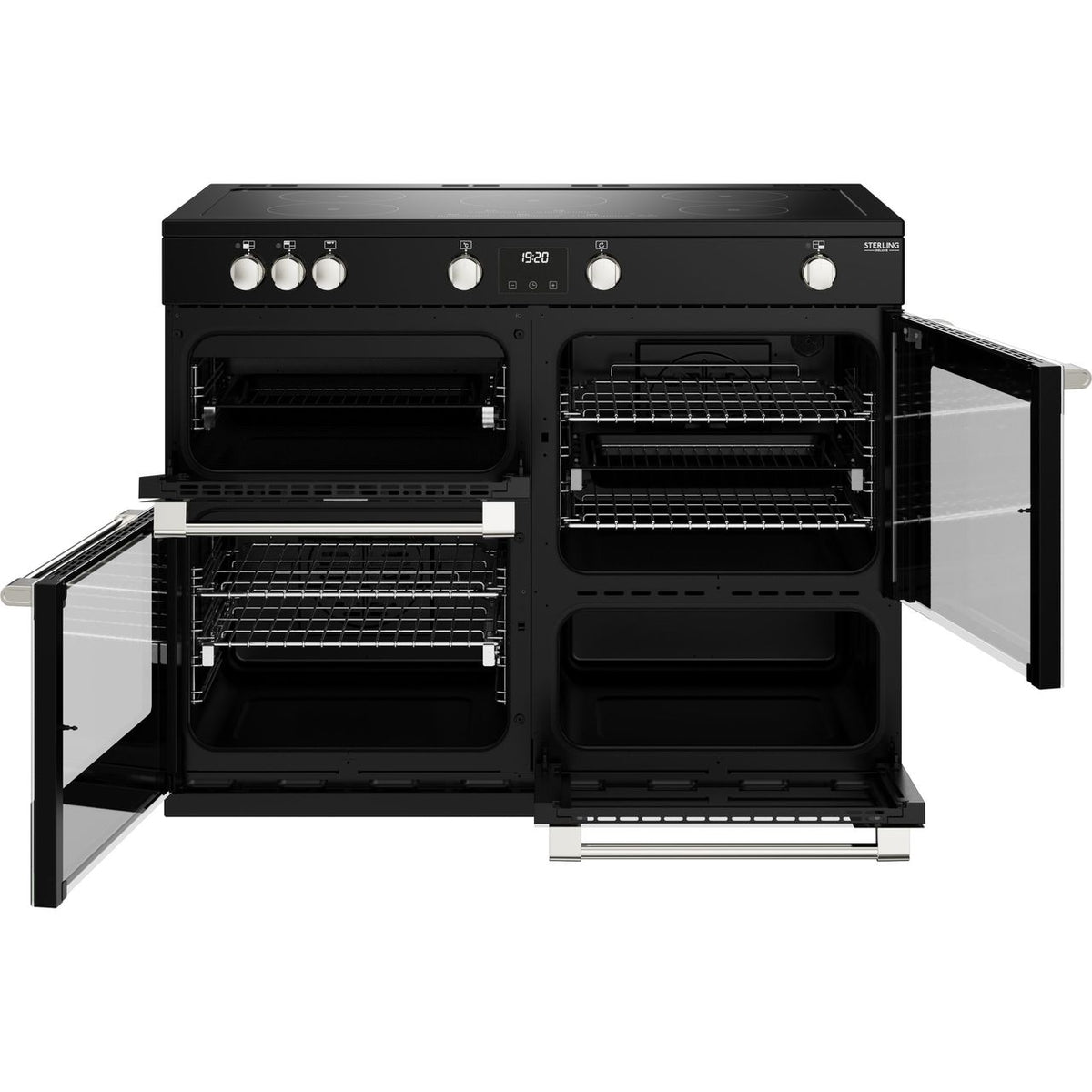 Stoves Sterling Deluxe ST DX STER D1100Ei TCH BK Electric Range Cooker with Induction Hob - Black - A-A-A Rated