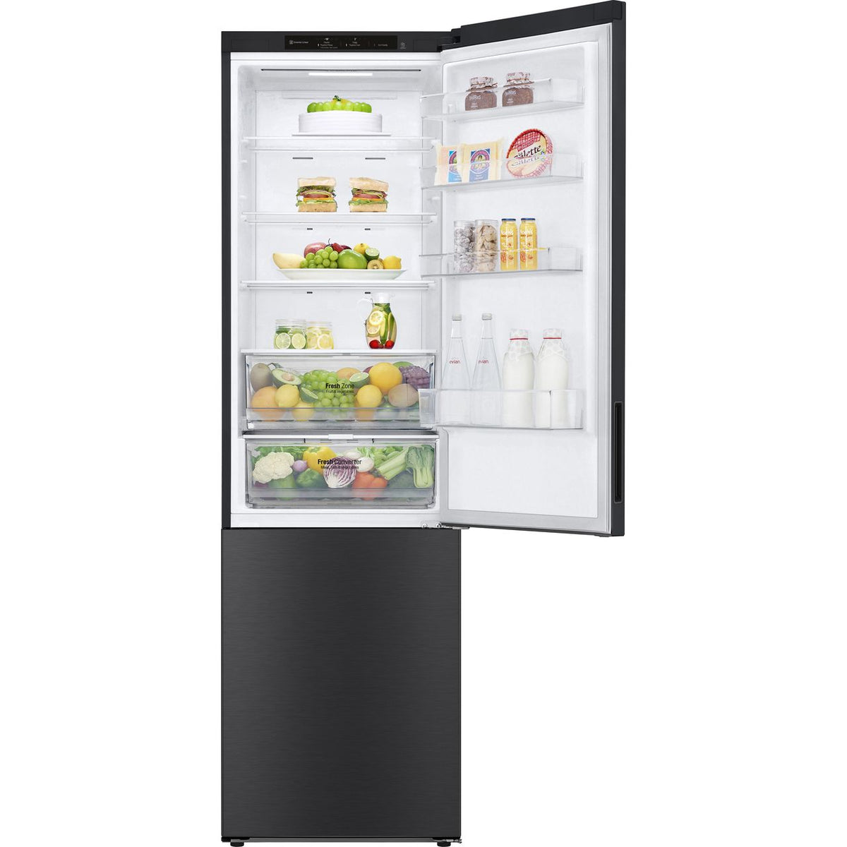 LG NatureFRESH™ GBP62MCNAC 70-30 Frost Free Fridge Freezer - Black - A Rated