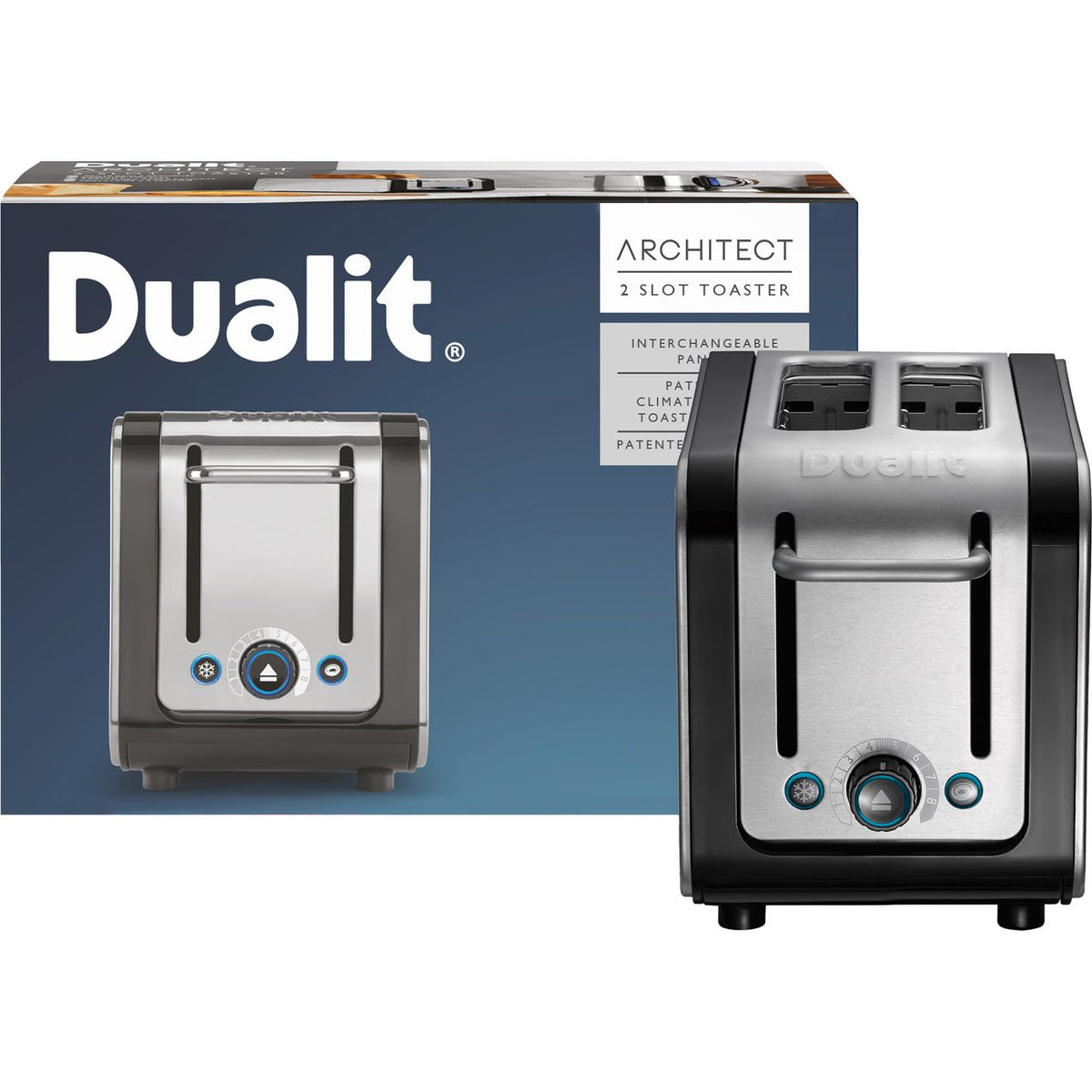 Dualit Architect 26505 2 Slice Toaster - Black - Brushed Steel