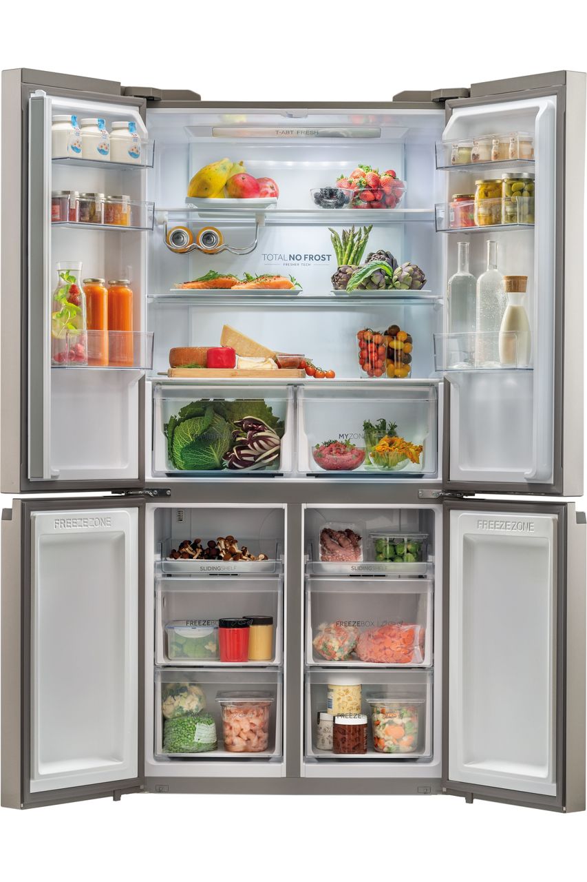 Haier Cube 90 Series 5 HCR59F19ENMM Total No Frost American Fridge Freezer - Silver - E Rated