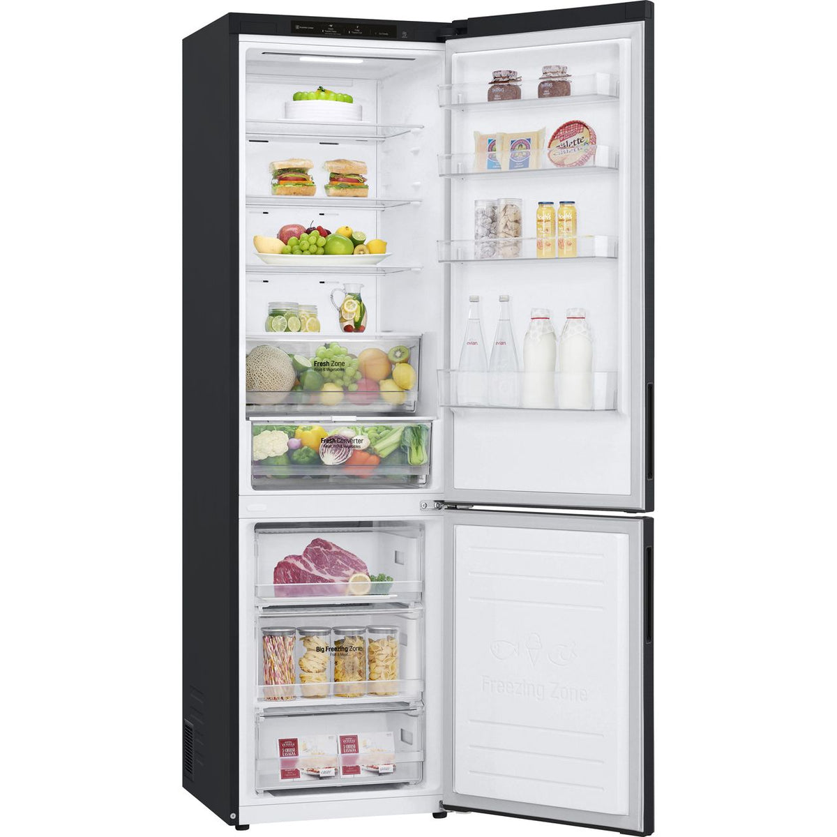 LG NatureFRESH™ GBP62MCNAC 70-30 Frost Free Fridge Freezer - Black - A Rated