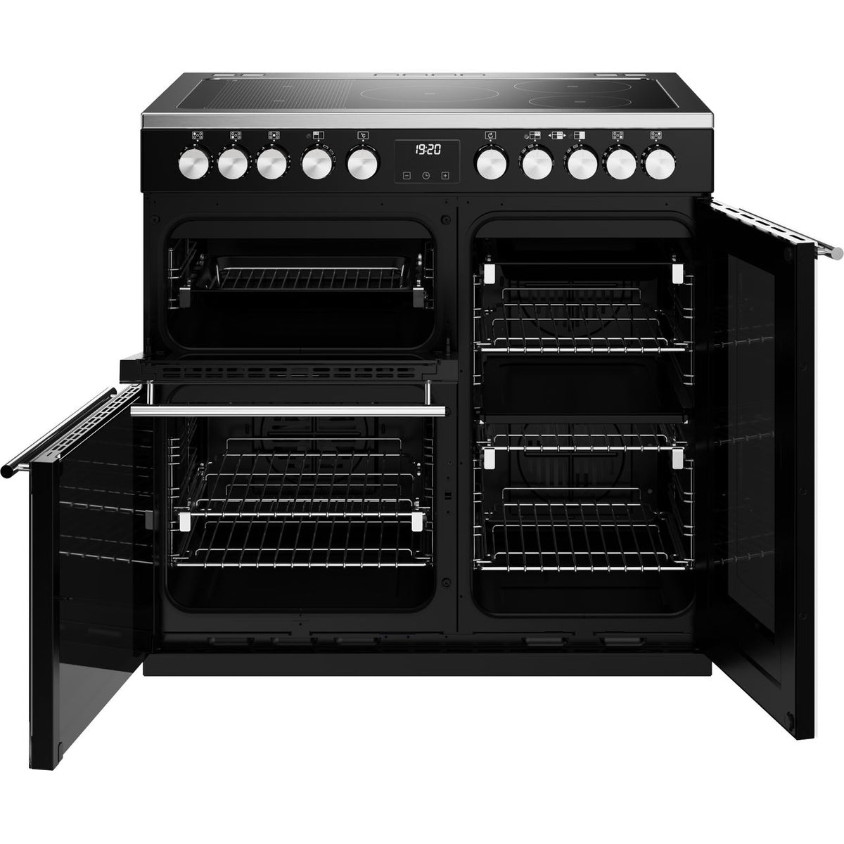 Stoves Precision Deluxe ST DX PREC D900Ei RTY BK 90cm Electric Range Cooker with Induction Hob - Black - A Rated