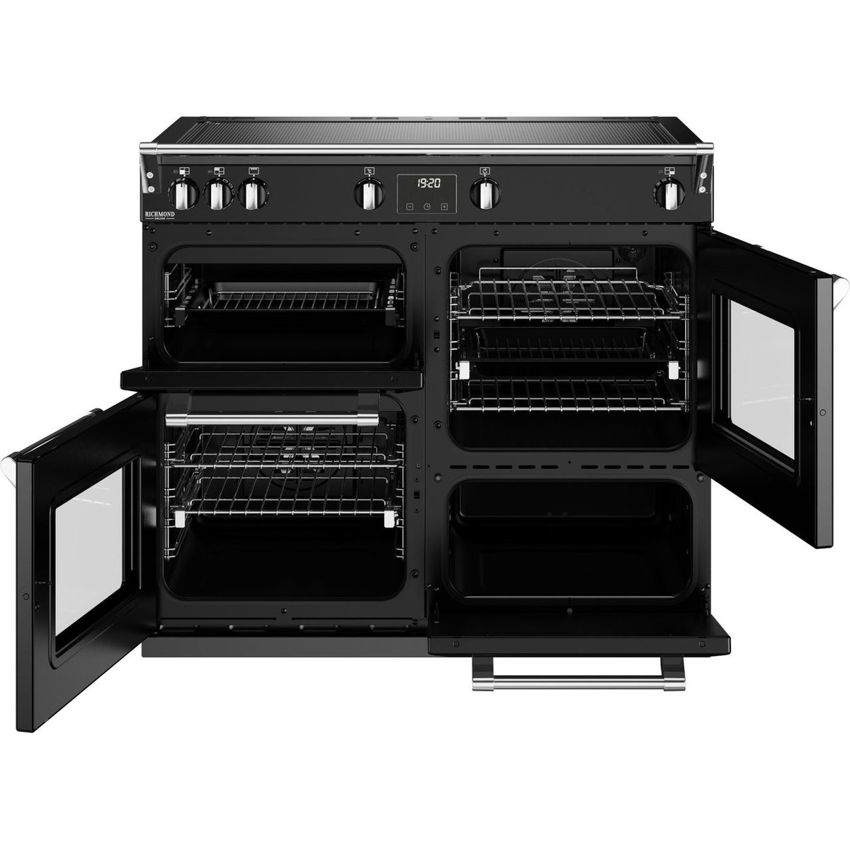 Stoves Richmond Deluxe ST DX RICH D1000Ei ZLS BK 100cm Electric Range Cooker with Induction Hob - Black - A Rated