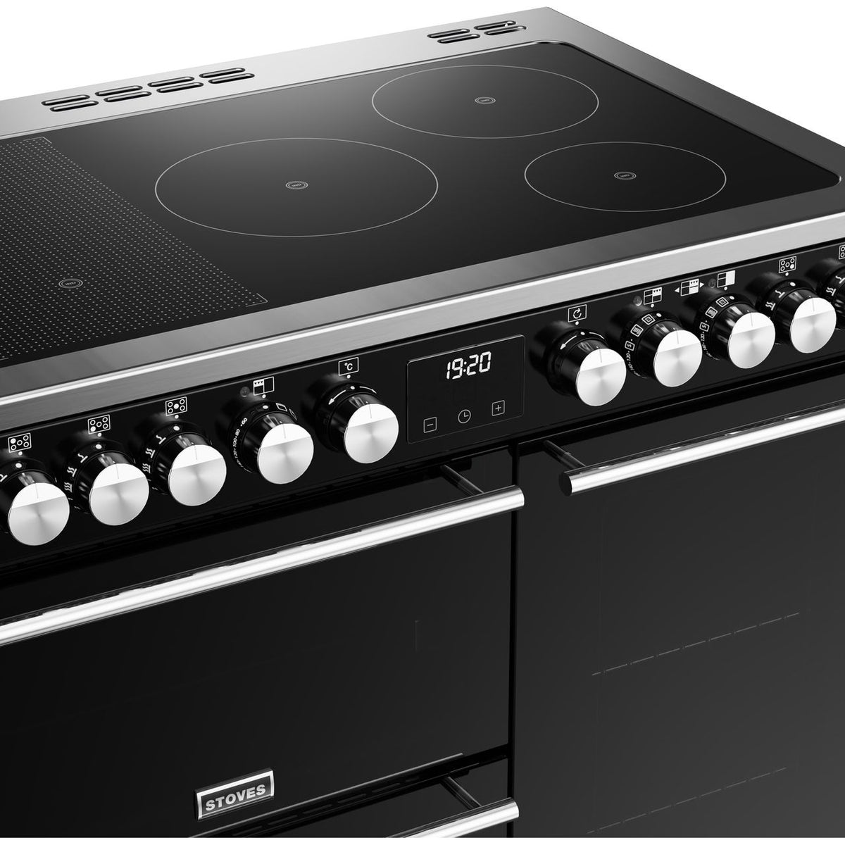 Stoves Precision Deluxe ST DX PREC D900Ei RTY BK 90cm Electric Range Cooker with Induction Hob - Black - A Rated