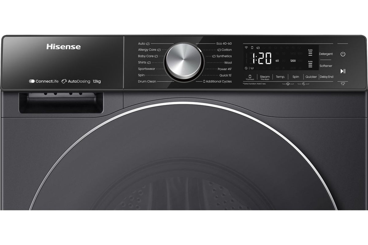 Hisense 5S Series WF5S1245BB 12kg Washing Machine with 1400 rpm - Black - A Rated