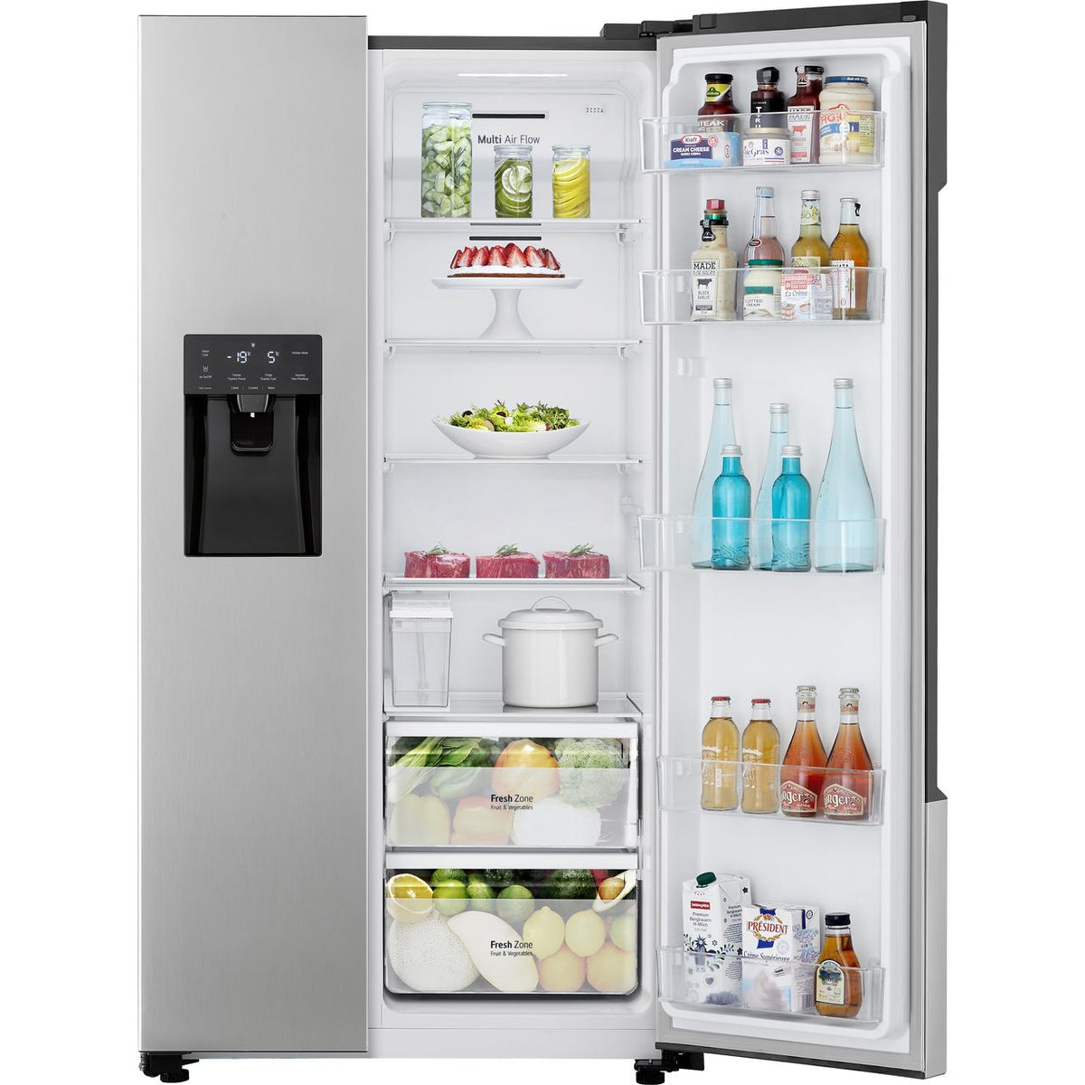 LG GSM32HSBEH Non-Plumbed Total No Frost American Fridge Freezer - Silver - E Rated