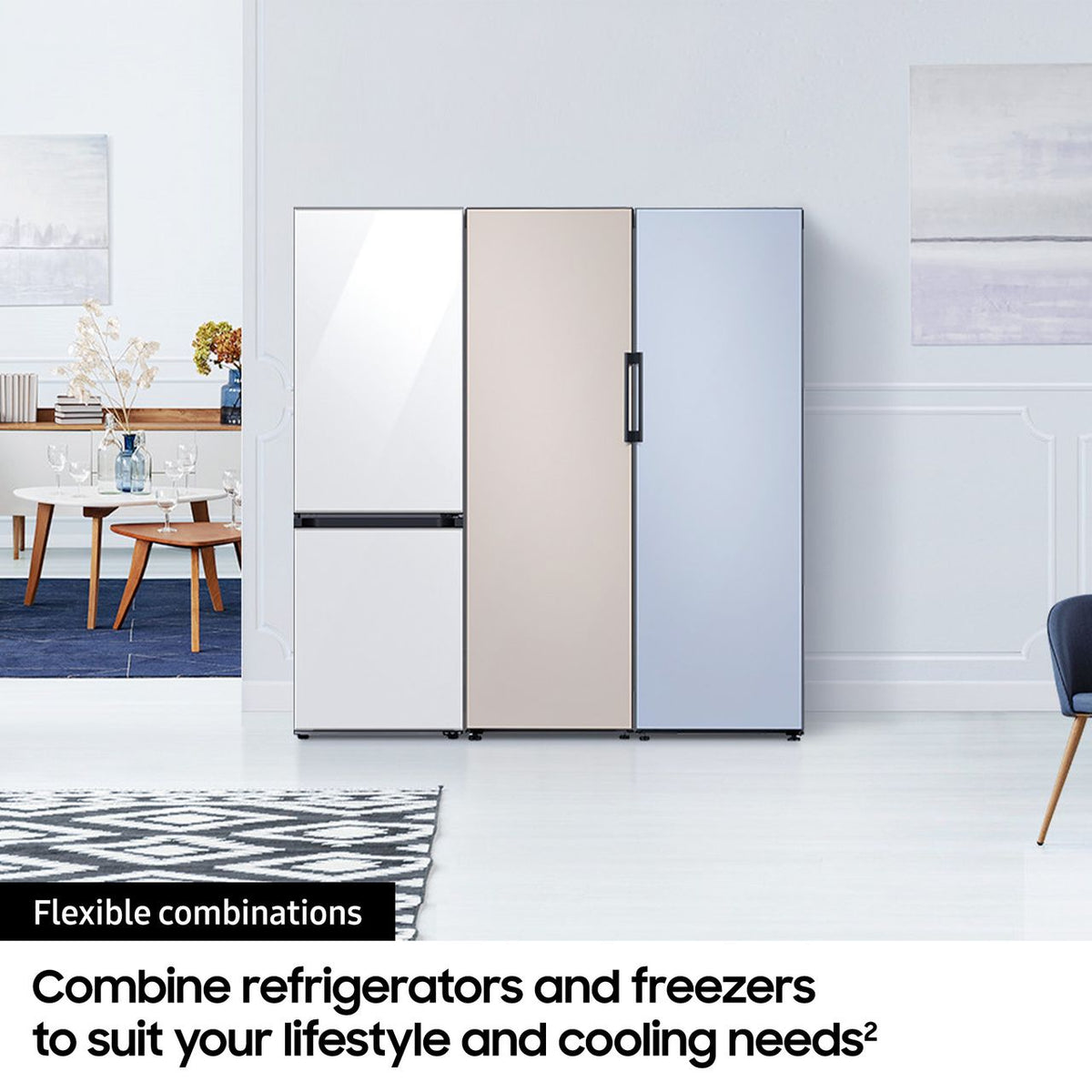 Samsung Bespoke Series 8 RB38C7B5C22 Wifi Connected 70-30 Total No Frost Fridge Freezer - Clean Black - C Rated