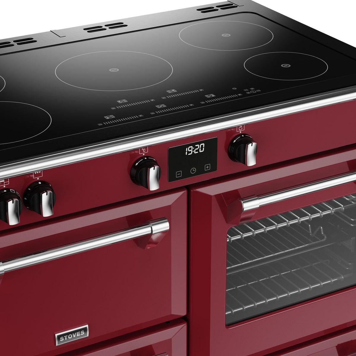 Stoves Richmond Deluxe ST DX RICH D1000Ei TCH CRE_ Electric Range Cooker with Induction Hob - Chilli Red - A Rated