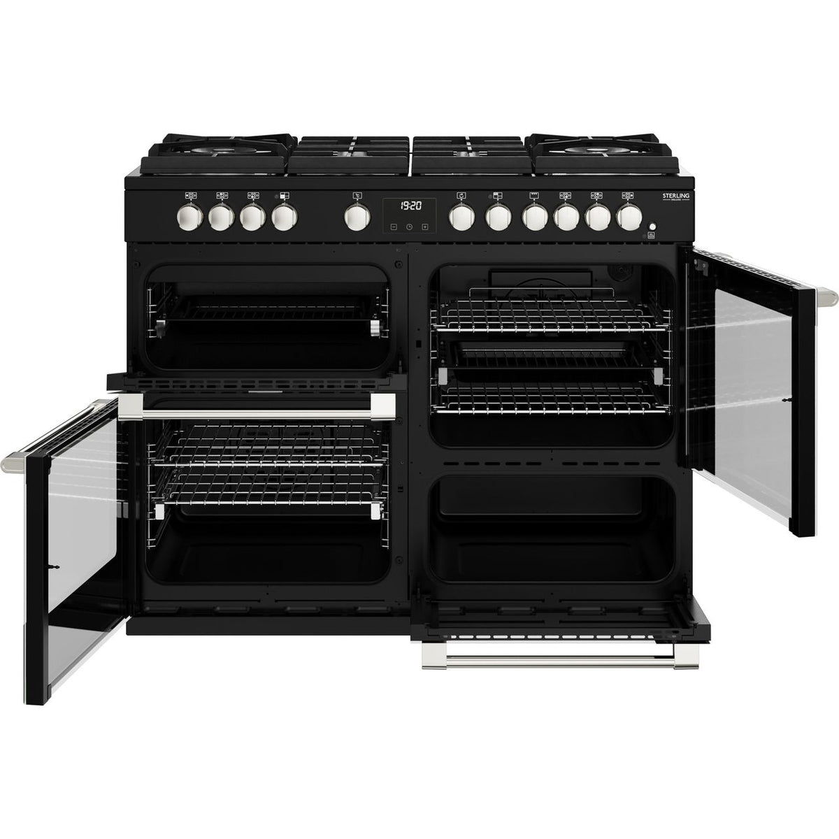 Stoves Sterling Deluxe ST DX STER D1100DF GTG BK 110cm Dual Fuel Range Cooker - Black - A-A-A Rated