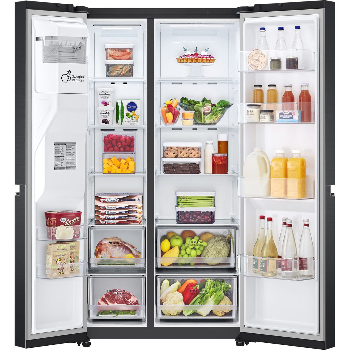 LG NatureFRESH™ GSLV70MCTD Wifi Connected Plumbed Frost Free American Fridge Freezer - Matt Black - D Rated