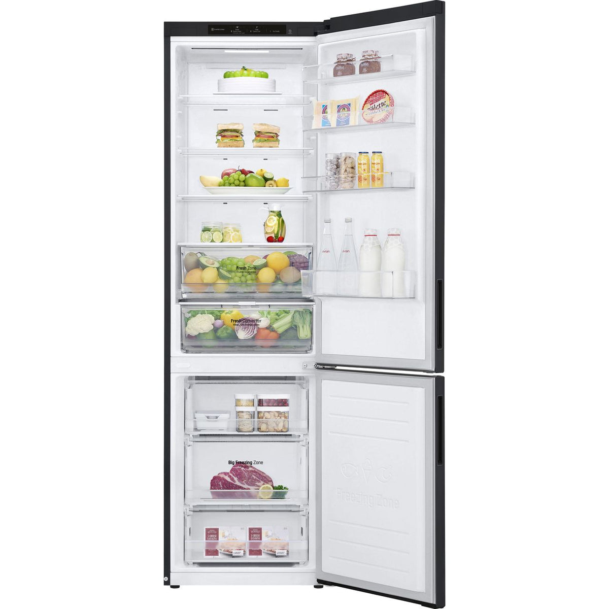 LG NatureFRESH™ GBP62MCNAC 70-30 Frost Free Fridge Freezer - Black - A Rated