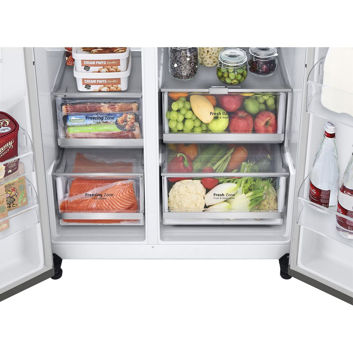 LG NatureFRESH™ GSLA81PZLD Wifi Connected Non-Plumbed Frost Free American Fridge Freezer - Shiny Steel - D Rated