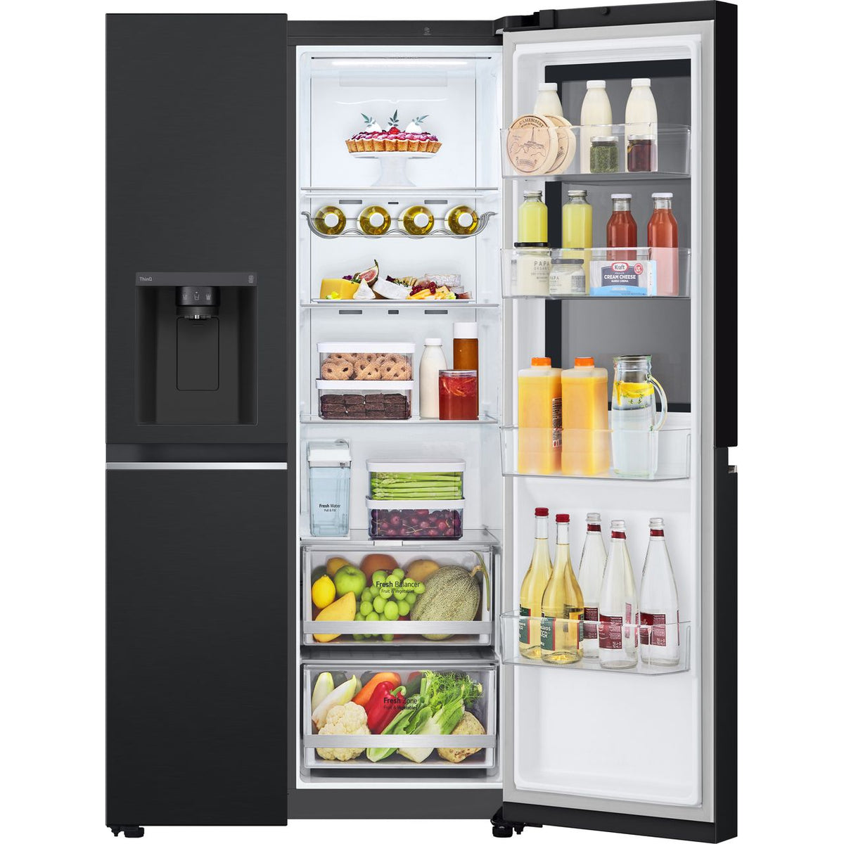 LG InstaView™ GSGV81EPLD Wifi Connected Non-Plumbed Frost Free American Fridge Freezer - Matte Black - D Rated