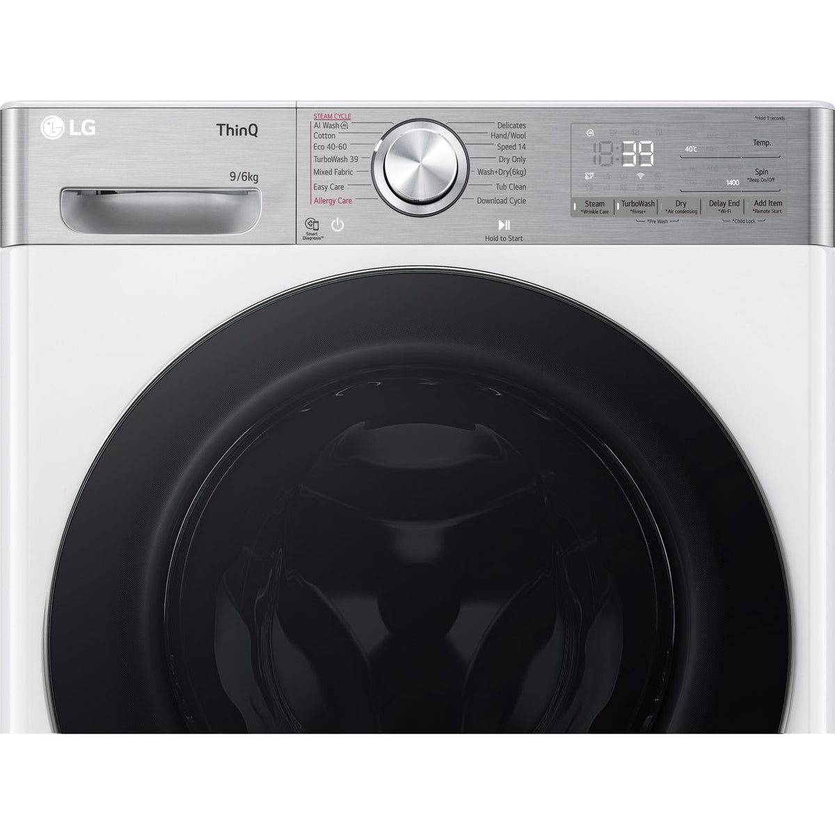 LG FWY996WCTN4 Wifi Connected 9Kg - 6Kg Washer Dryer with 1400 rpm - White - D Rated