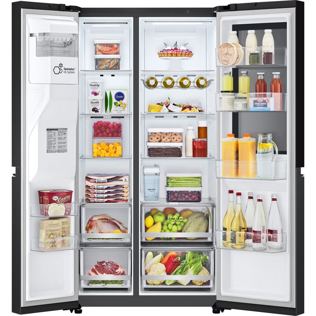 LG InstaView™ GSGV81EPLD Wifi Connected Non-Plumbed Frost Free American Fridge Freezer - Matte Black - D Rated