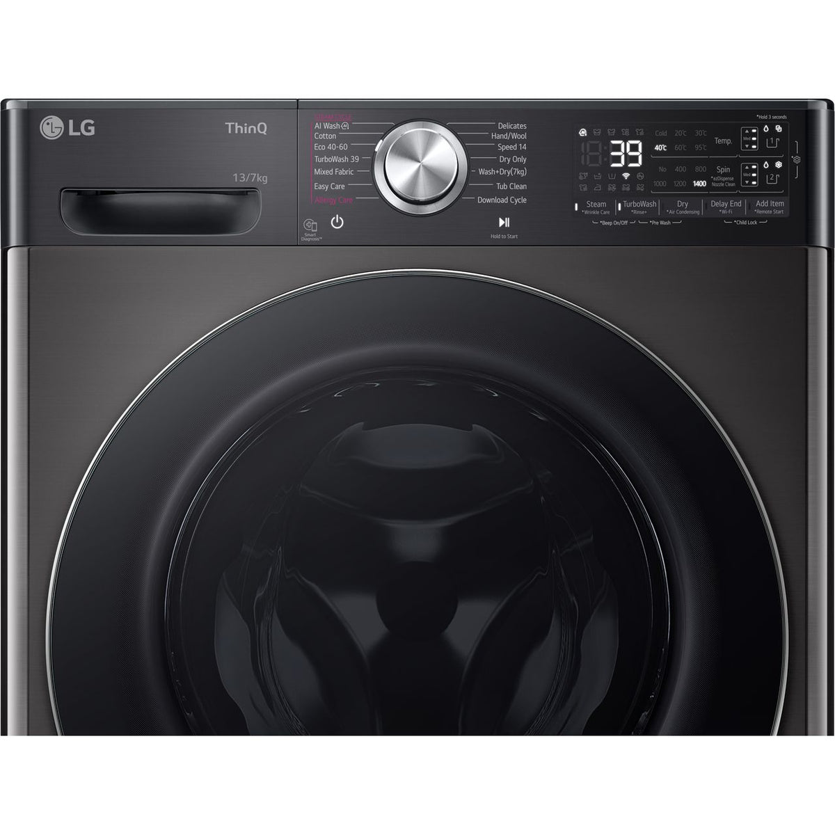 LG FWY937BCTA1 Wifi Connected 13 Kg - 7Kg Washer Dryer with 1400 rpm - Platinum Black - D Rated