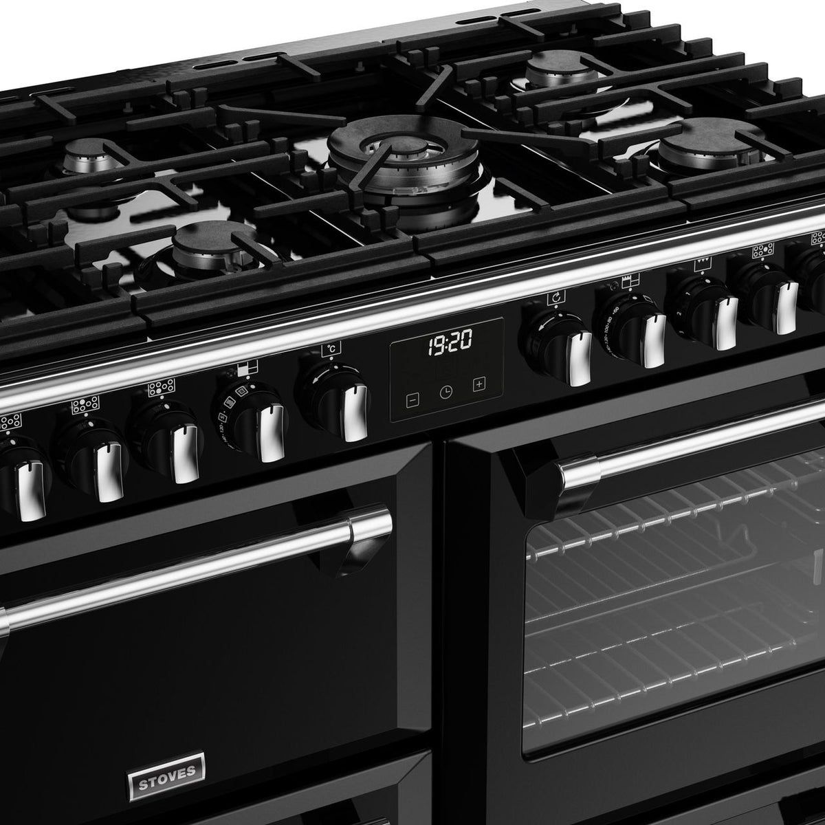 Stoves Richmond Deluxe ST DX RICH D1000DF BK 100cm Dual Fuel Range Cooker - Black - A Rated